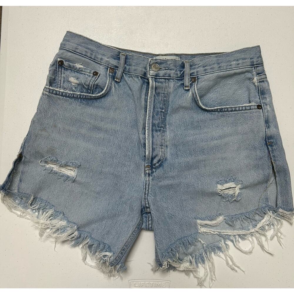 AGOLDE Women's Distressed Shorts Light Wash Size 28